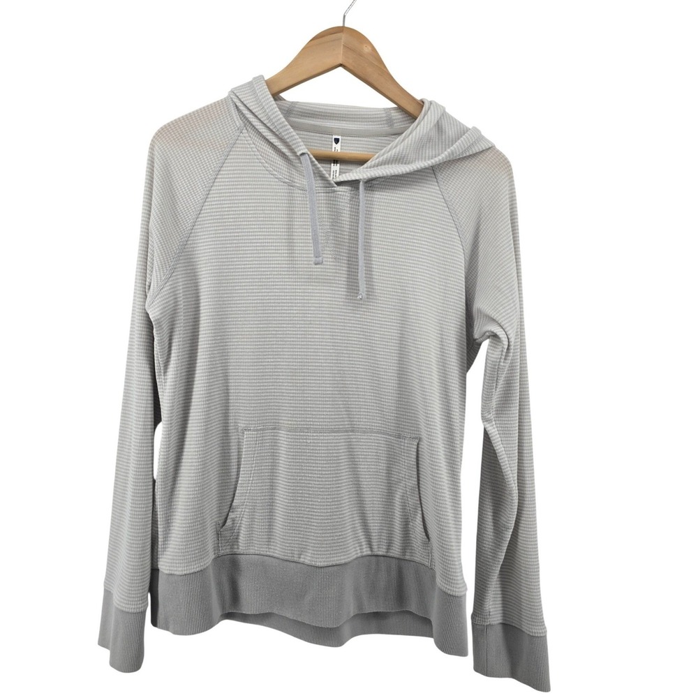 KUHL Hoodie Women Medium Gray Sora‎ Micro Stripe Lightweight Pullover 4096